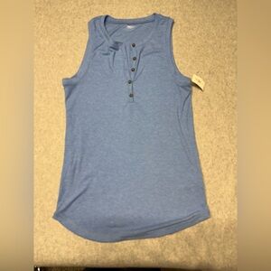 Gap Body Shirt Women’s Medium Blue Henley Sleeveless Rib Steel